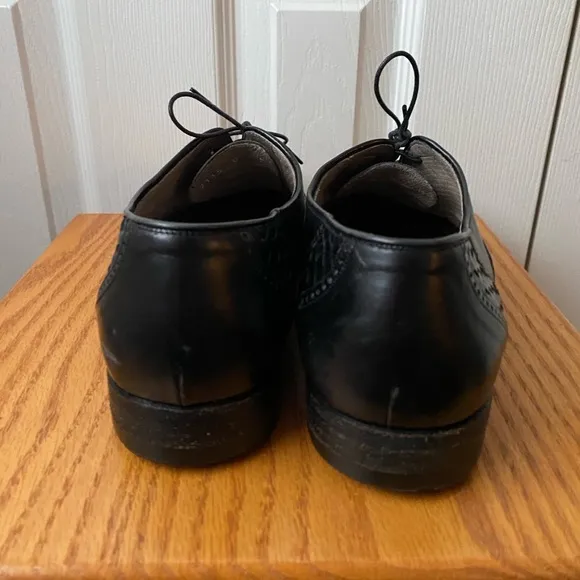 BALLY Black Leather Woven Detail Wingtip Derby Shoes SZ 8