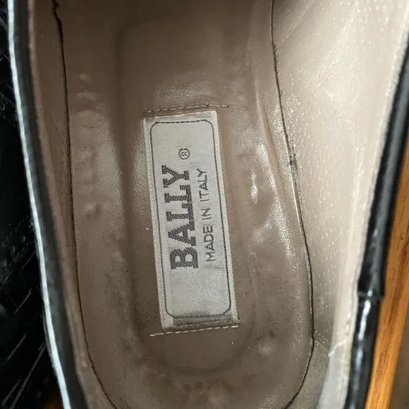 BALLY Black Leather Woven Detail Wingtip Derby Shoes SZ 8