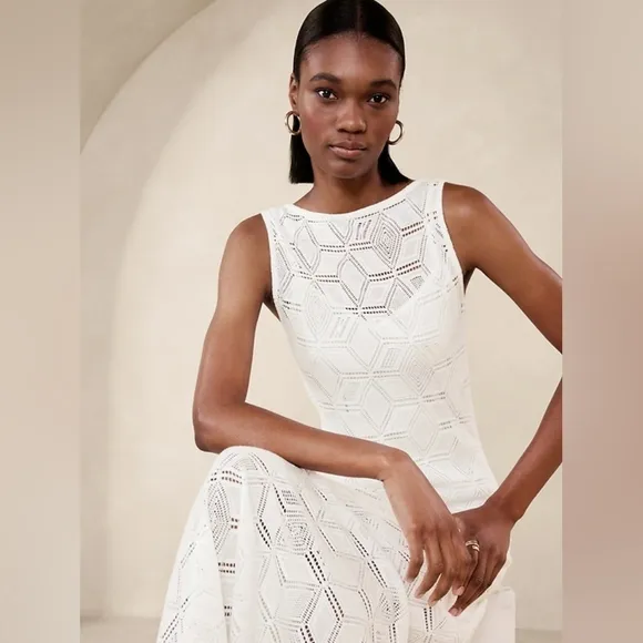 Banana Republic Lexia Lace Maxi Dress In White