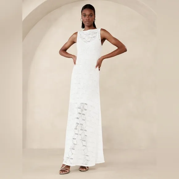 Banana Republic Lexia Lace Maxi Dress In White