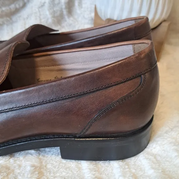 Banana Republic Men's Leather Dress Shoes Brown Ortholite Slip On Size 12 NEW