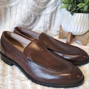 Banana Republic Men's Leather Dress Shoes Brown Ortholite Slip On Size 12 NEW