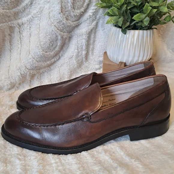 Banana Republic Men's Leather Dress Shoes Brown Ortholite Slip On Size 12 NEW
