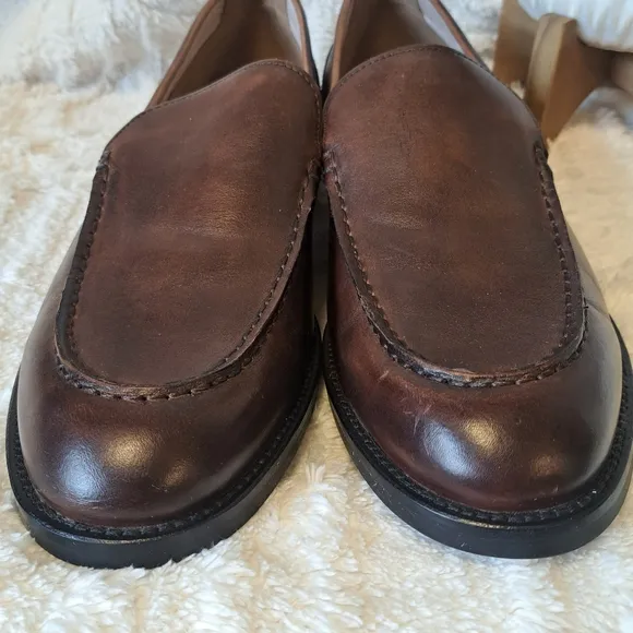 Banana Republic Men's Leather Dress Shoes Brown Ortholite Slip On Size 12 NEW