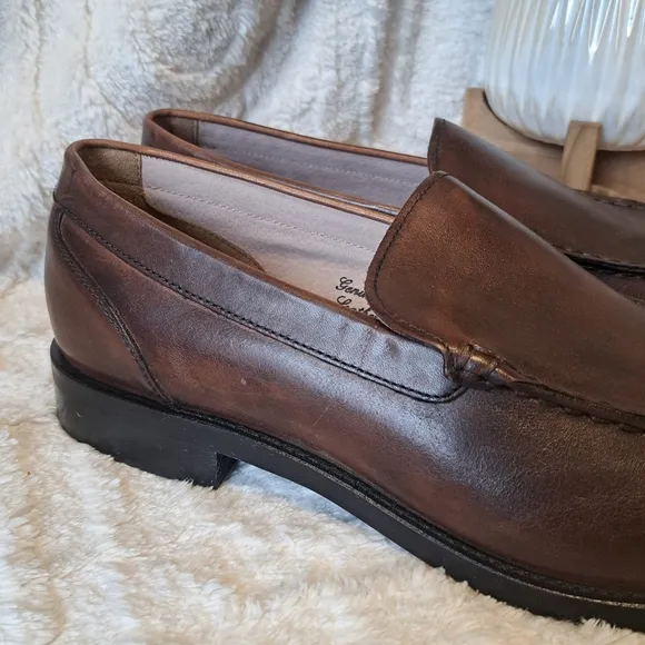 Banana Republic Men's Leather Dress Shoes Brown Ortholite Slip On Size 12 NEW