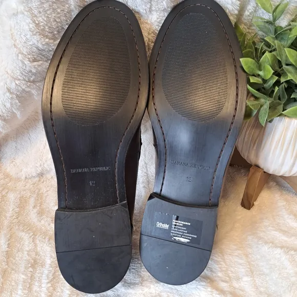 Banana Republic Men's Leather Dress Shoes Brown Ortholite Slip On Size 12 NEW