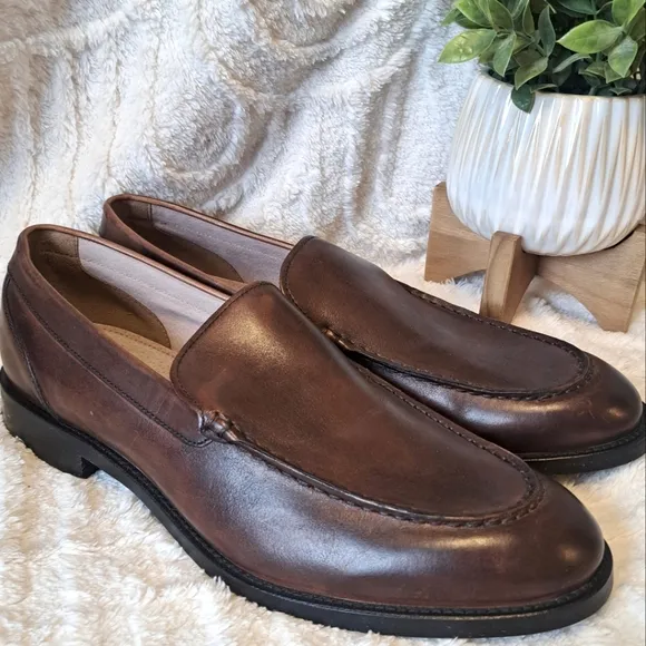 Banana Republic Men's Leather Dress Shoes Brown Ortholite Slip On Size 12 NEW