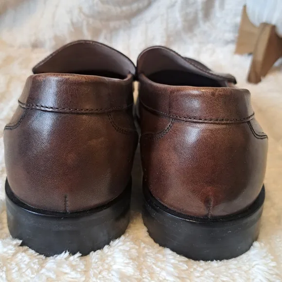 Banana Republic Men's Leather Dress Shoes Brown Ortholite Slip On Size 12 NEW
