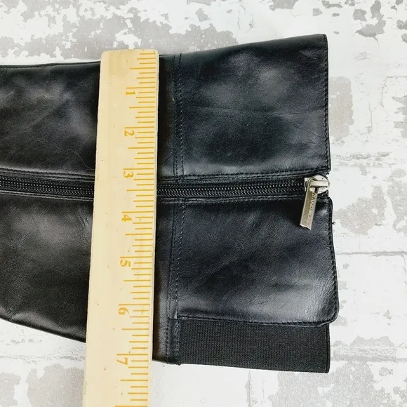 Bandolino Calliope Black Leather Side Zip Classic Riding Knee High Boots T689