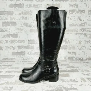 Bandolino Calliope Black Leather Side Zip Classic Riding Knee High Boots T689