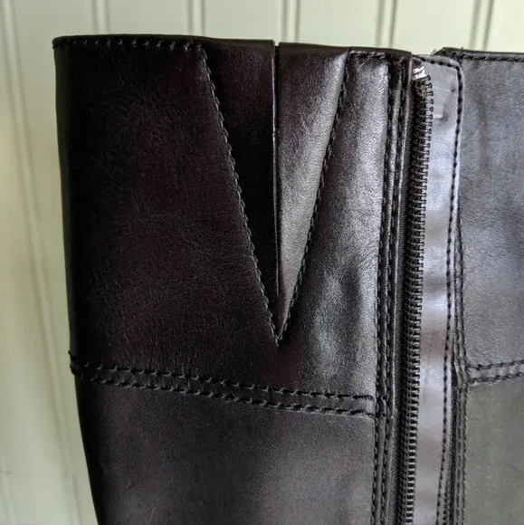 Bandolino Carlotta Wide Calf Leather Boots Buckle Straps Side Zip Black 6.5 NWOT