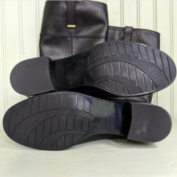 Bandolino Carlotta Wide Calf Leather Boots Buckle Straps Side Zip Black 6.5 NWOT