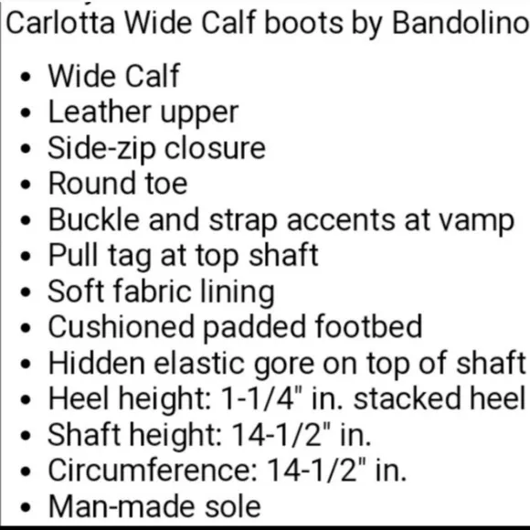 Bandolino Carlotta Wide Calf Leather Boots Buckle Straps Side Zip Black 6.5 NWOT