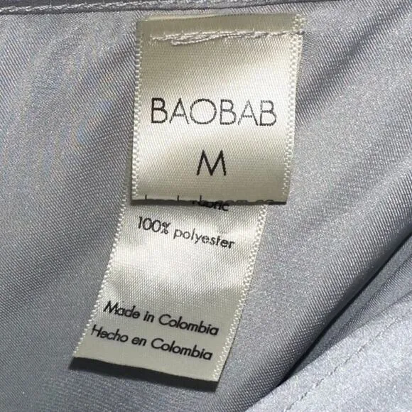 Baobab Marea One Shoulder Satin Maxi Dress in Plata Silver Size Medium