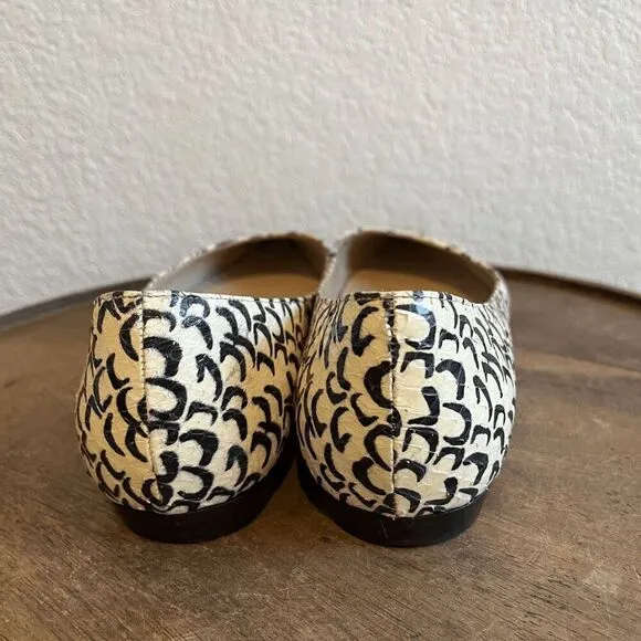 Barbara Bui White Black Animal Print Pointed Toe Ballet Flats Women's Size 36 6