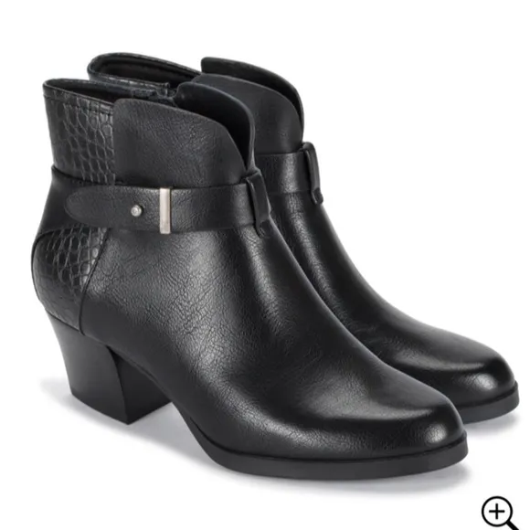 Bare Traps Lane Women’s Lane Black Ankle Booties Boots side zip buckle Size 8