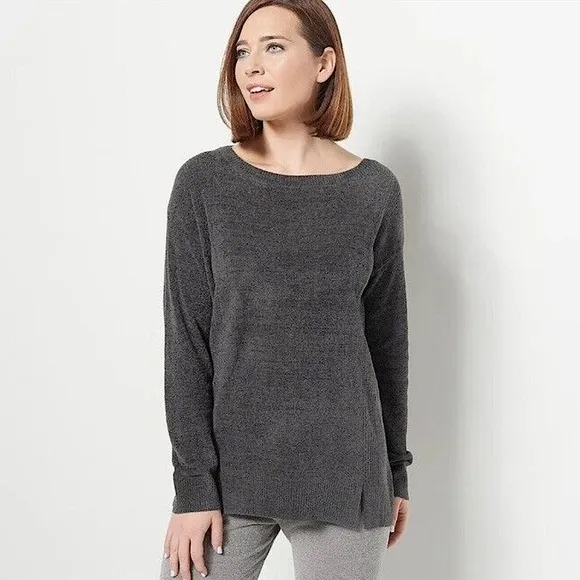 Barefoot Dreams CozyChic Ultra Lite Dockside Pullover in Carbon (Grey)