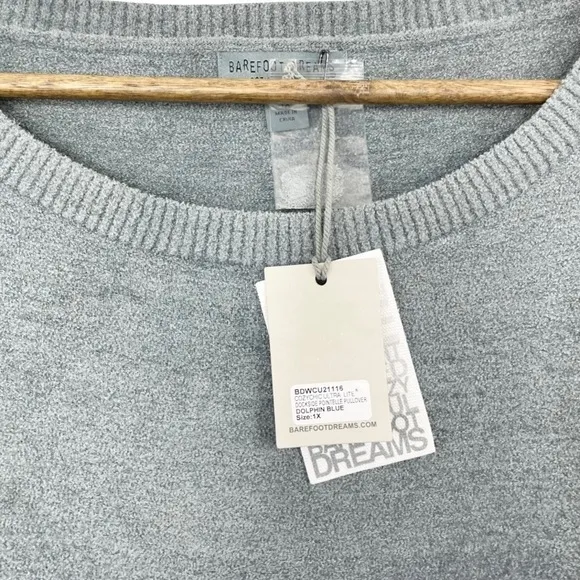 Barefoot Dreams CozyChic Ultra Lite Dockside Pullover Sweater Dolphin Blue Gray