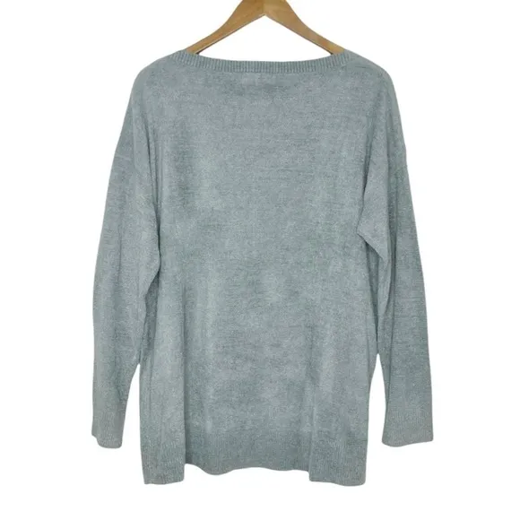Barefoot Dreams CozyChic Ultra Lite Dockside Pullover Sweater Dolphin Blue Gray