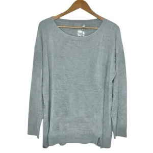 Barefoot Dreams CozyChic Ultra Lite Dockside Pullover Sweater Dolphin Blue Gray