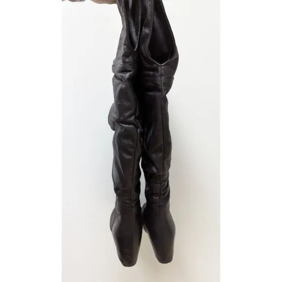 Baretraps Black Faux Leather Wedge Boots