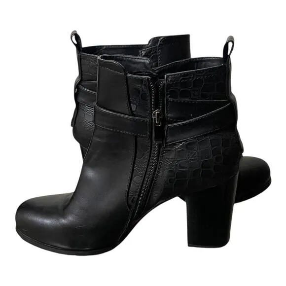 Barker Womens Black Heeled Ankle Boots Side Zip Size 10.5