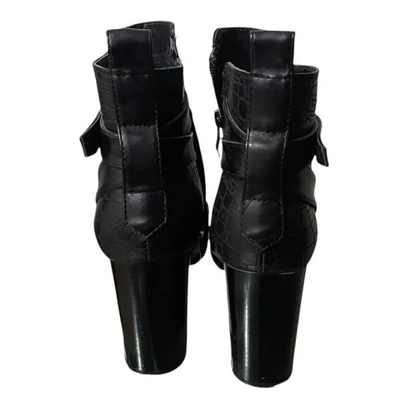 Barker Womens Black Heeled Ankle Boots Side Zip Size 10.5