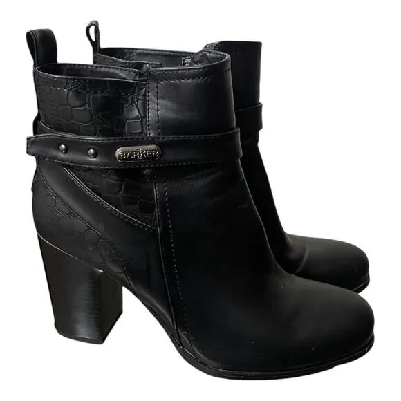 Barker Womens Black Heeled Ankle Boots Side Zip Size 10.5