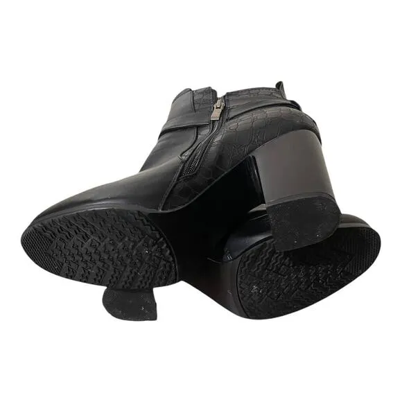 Barker Womens Black Heeled Ankle Boots Side Zip Size 10.5