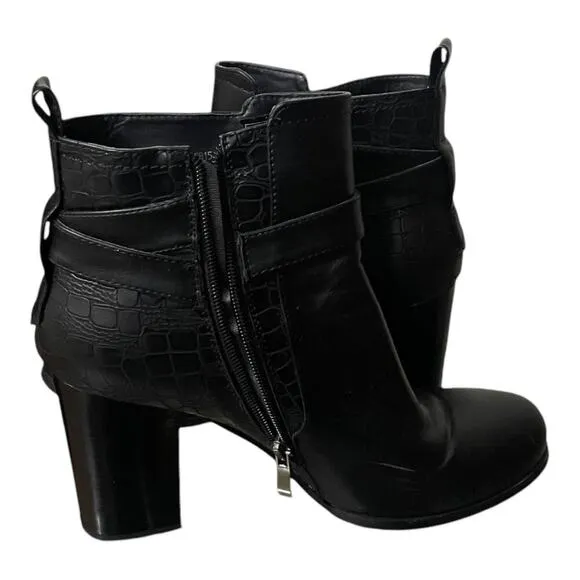 Barker Womens Black Heeled Ankle Boots Side Zip Size 10.5