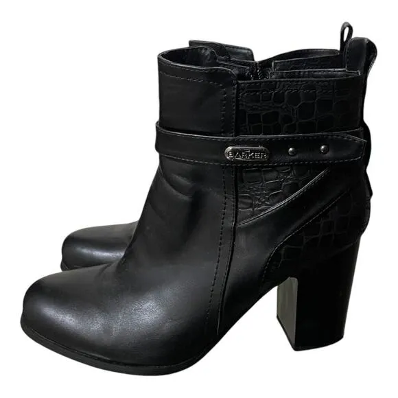 Barker Womens Black Heeled Ankle Boots Side Zip Size 10.5