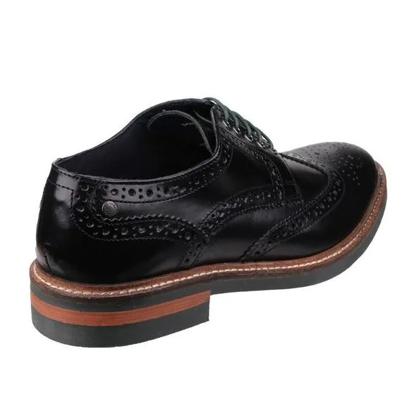 Base London Mens Woburn Hi Shine Leather Oxford Shoe / Black