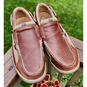Bass Mens Size 9W Baron III Boat Shoes Brown Leather Slip On Loafers 9 Wide 0089