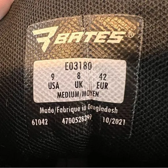 Bates Tactical Sport 2 Tall Black Boots E03180 Size 9 Side Zip 8 Inch