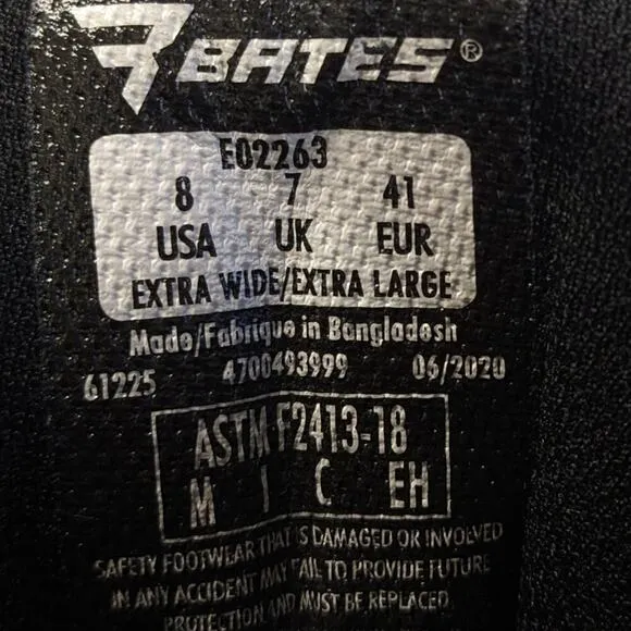 Bates Tactical Sport Work Boots, Black, Men's 8 Extra Wide
