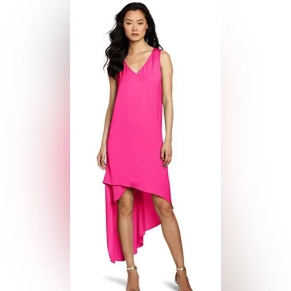 BCBG Avery Neon Pink Asymmetrical Dress