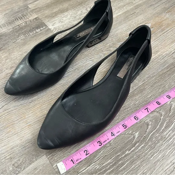 BCBG pyramid stud pointed toe sling backs