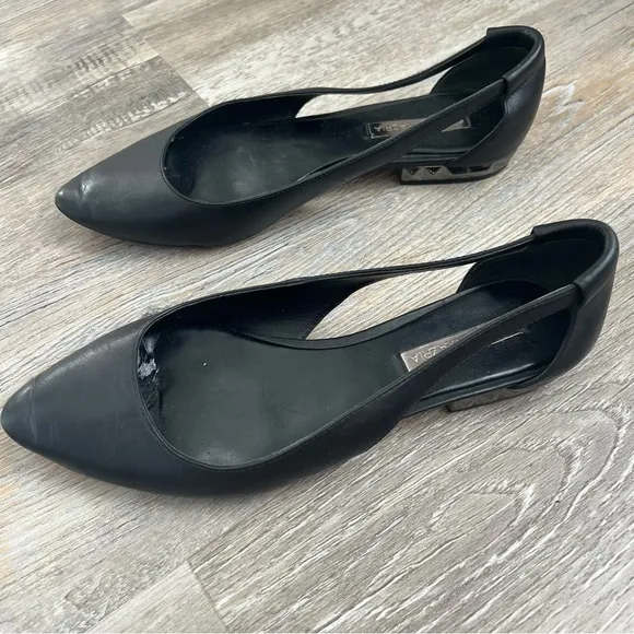 BCBG pyramid stud pointed toe sling backs