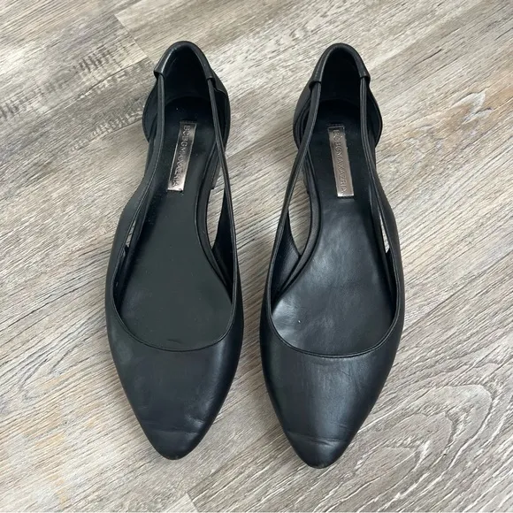 BCBG pyramid stud pointed toe sling backs