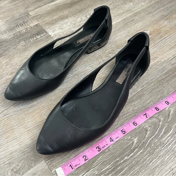 BCBG pyramid stud pointed toe sling backs