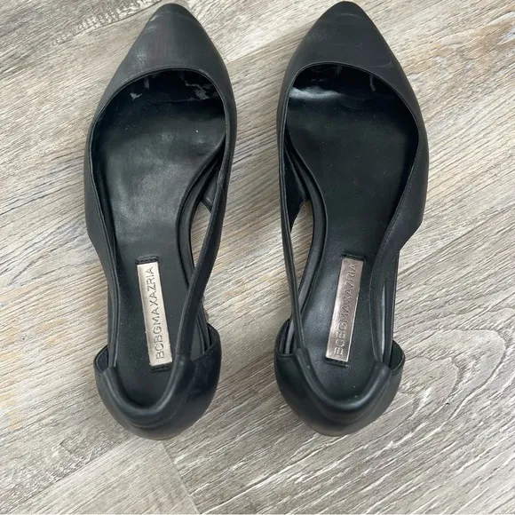 BCBG pyramid stud pointed toe sling backs