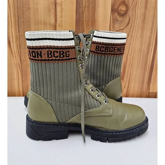 BCBGeneration Tassie Sock Olive Green Women's Combat Boots Size 7.5