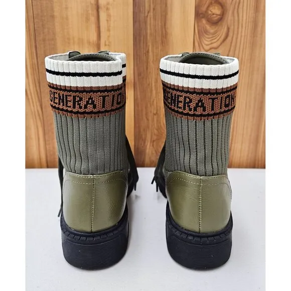 BCBGeneration Tassie Sock Olive Green Women's Combat Boots Size 7.5