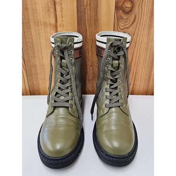 BCBGeneration Tassie Sock Olive Green Women's Combat Boots Size 7.5