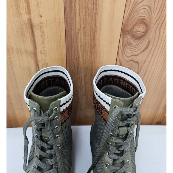 BCBGeneration Tassie Sock Olive Green Women's Combat Boots Size 7.5
