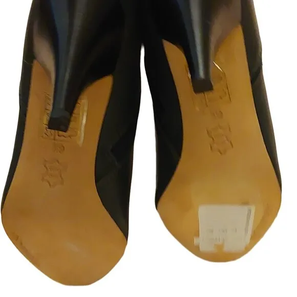 BCBGMAXAZARIA AVA Belted Dark Charcoal Grey Leather Boots Retail Sz 6.5 $434