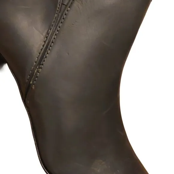 BCBGMAXAZARIA AVA Belted Dark Charcoal Grey Leather Boots Retail Sz 6.5 $434