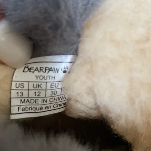 BearPaw Furry Boots with Side Buckle Accent in Gray