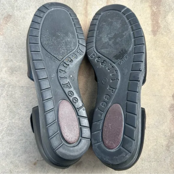 BeautiFeel Pleasure Black Leather Mary Janes Flats Comfort Shoes SZ 38 US 7.5-8