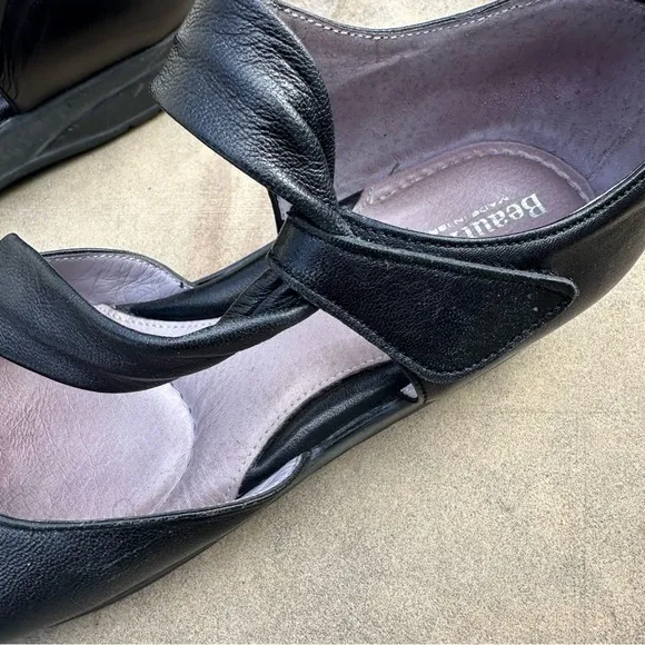 BeautiFeel Pleasure Black Leather Mary Janes Flats Comfort Shoes SZ 38 US 7.5-8